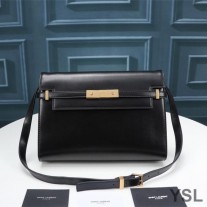 Saint Laurent Manhattan Shoulder Bag In Smooth Leather Black/Gold