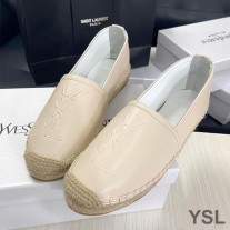 Saint Laurent Monogram Espadrilles In Lambskin Apricot