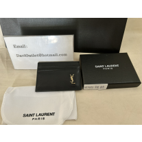 Saint Laurent Tiny Monogram Card Case In Smooth Leather Black/Gold