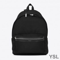 Saint Laurent City Backpack In Canvas Black