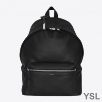 Saint Laurent City Backpack In Matte Leather Black