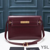 Saint Laurent Manhattan Shoulder Bag In Smooth Leather Burgundy/Gold