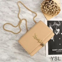 Saint Laurent Medium Kate Chain Bag with Tassel In Leather Apricot/Gold