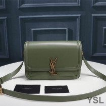 Saint Laurent Medium Solferino Satchel In Box Leather Green/Gold