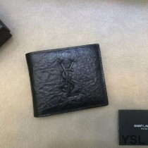 Saint Laurent Monogram East/West Wallet In Crocodile Embossed Leather Black
