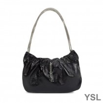 Saint Laurent Pac Pac Ruched Hobo Bag In Smooth Leather Black