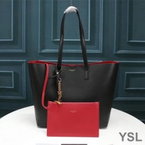 Saint Laurent Shopping Bag In Leather Black/Red