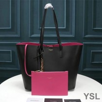 Saint Laurent Shopping Bag In Leather Black/Rose