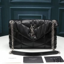 Saint Laurent Small Loulou Puffer Bag In Quilted Lambskin Black/Silver