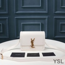 Saint Laurent Small Solferino Satchel In Box Leather White/Gold