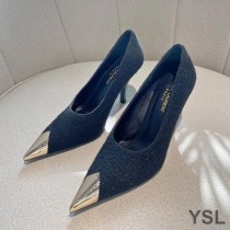 Saint Laurent Vesper Pumps In Tweed and Leather Black