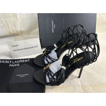 Saint Laurent Babylone Embellished Knotted 90mm Leather Sandals Black