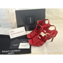 Saint Laurent Tribute High Heel Sandals 105mm Red Patent Leather