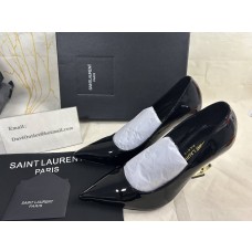 Saint Laurent Opyum Pumps In Patent Leather with Gold Heel Black