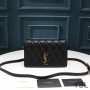 Saint Laurent Angie Chain Bag In Diamond-Quilted Lambskin Black/Gold