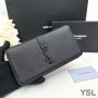 Saint Laurent Large Line Zip Around Wallet In Grained Leather Black