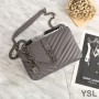 Saint Laurent Medium Classic College Chain Bag In Matelasse Leather Grey/Silver