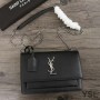 Saint Laurent Medium Sunset Chain Bag In Leather Black/Silver