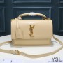 Saint Laurent Medium Sunset Satchel In Smooth Leather Apricot/Gold