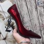 Saint Laurent Opyum Pumps In Patent Leather with Black Heel Burgundy