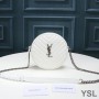 Saint Laurent Vinyle Round Camera Bag In Grained Matelasse Leather White/Silver